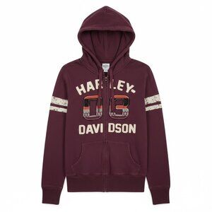 Harley-Davidson Women's Full Zip Hoodie Large Maroon 1903 Graphic Biker Jacket